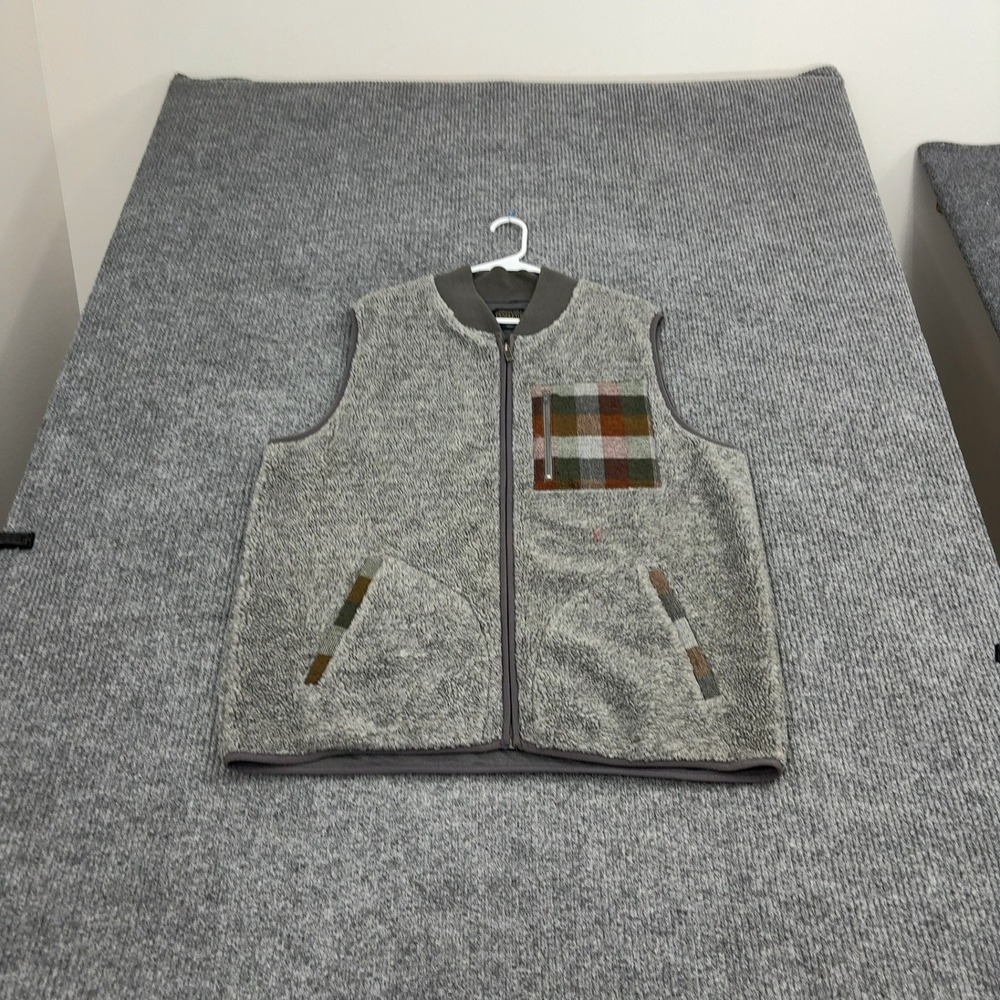 Pendleton Vest Mens XL Grey Fleece Wool Plaid Pocket Full Zip Outdoor Gorpcore